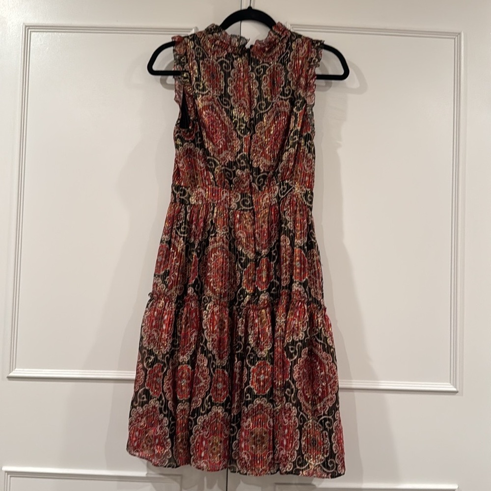 Kate Spade Black Multi Gold Metallic Medallion Print Print Dress Size 4 - Picture 8 of 14